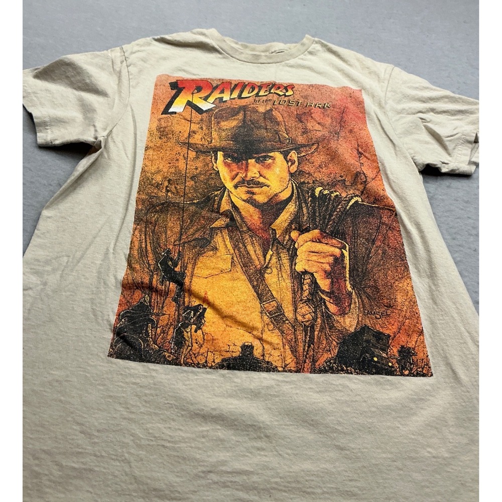 Indiana Jones‎ Raiders of the Lost Ark Graphic Tee Tan Movie Shirt Size Medium